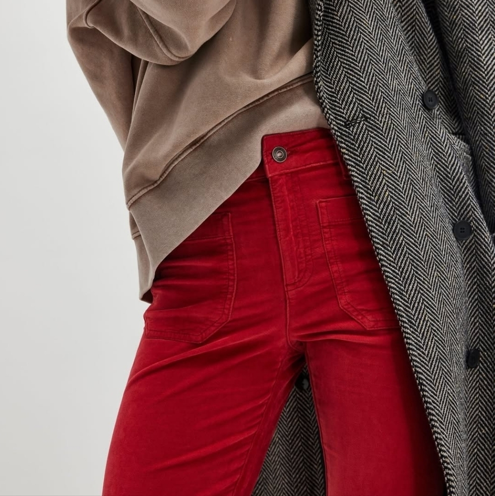 NEW FREE PEOPLE | $88 High Time Velvet Kick Flare Pants - Picture 1 of 7